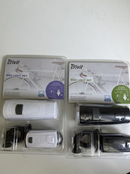 Set lumini bicicleta cu baterii Crivit