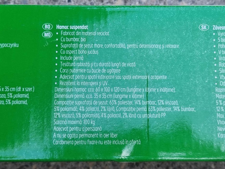 Hamac fotoliu leagan suspendat, nou