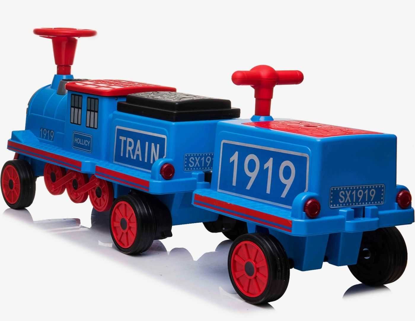 Trenulet electric cu vagon SX1919B 180W 4x4 pentru 3 copii #Blue
