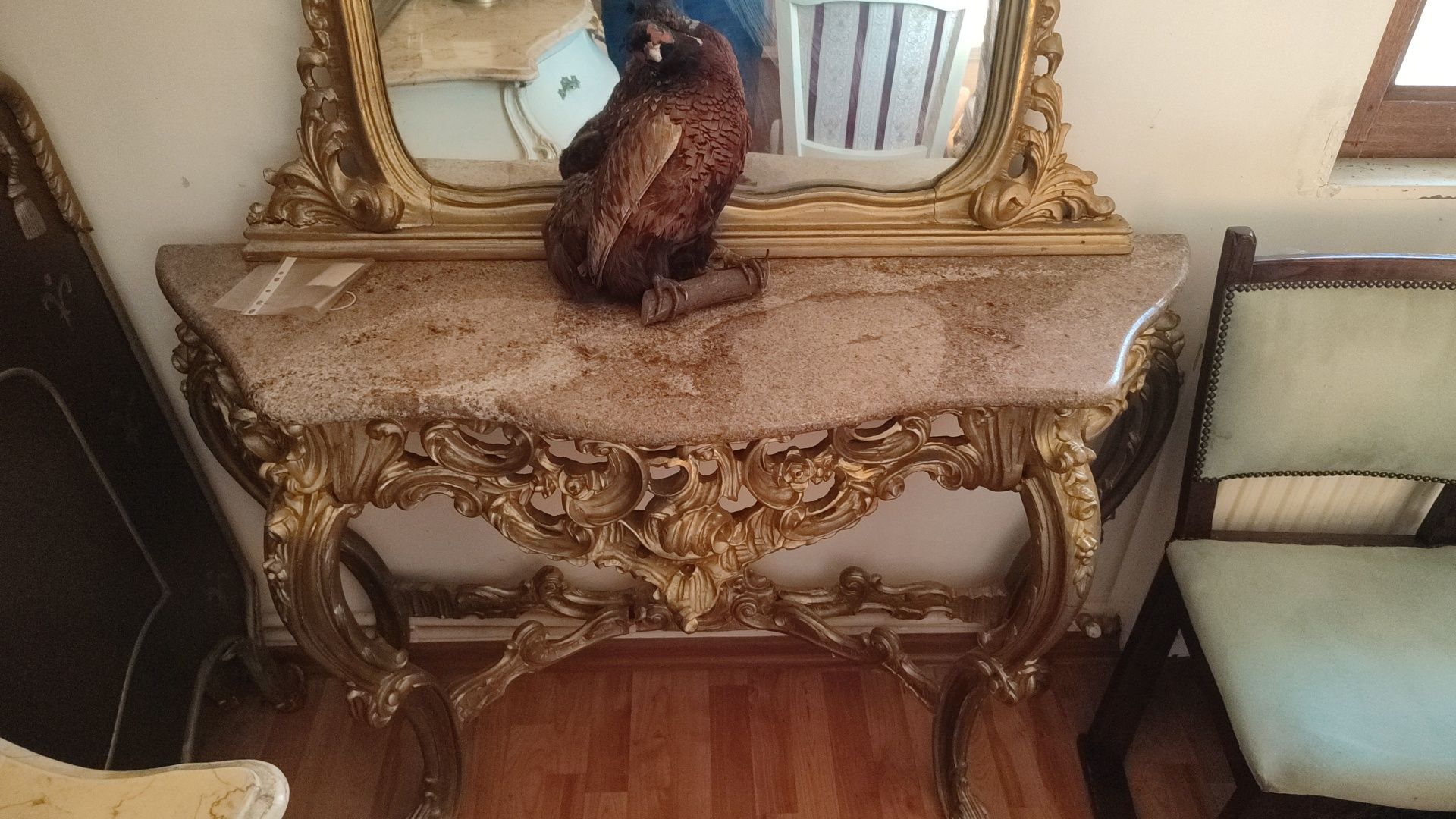 Consola baroc lemn cu oglinda clasic antic vintage