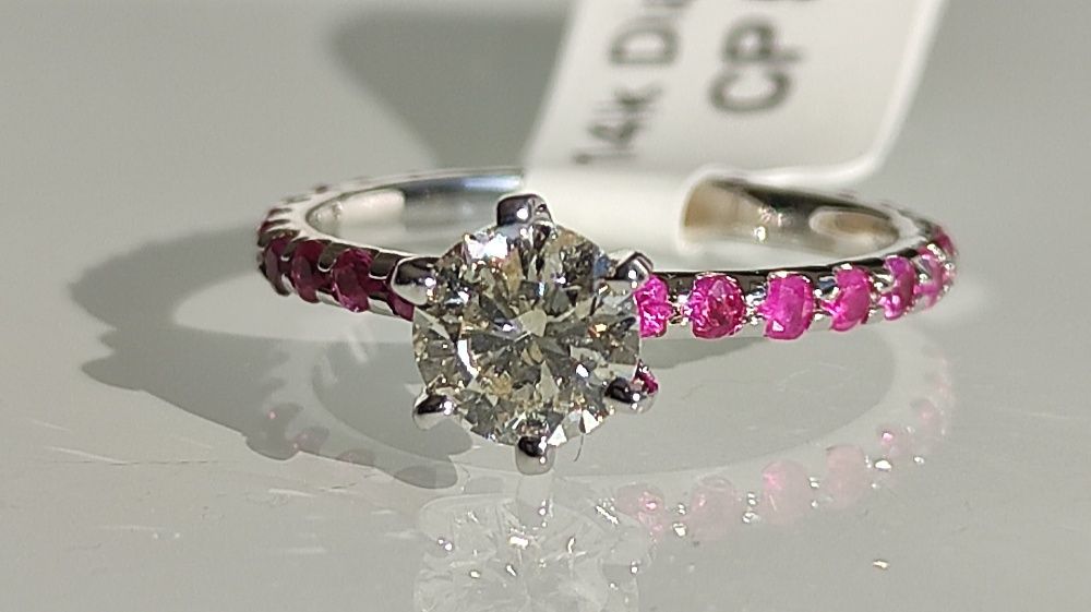 Inel aur 14k cu diamante si safire 1.31ct