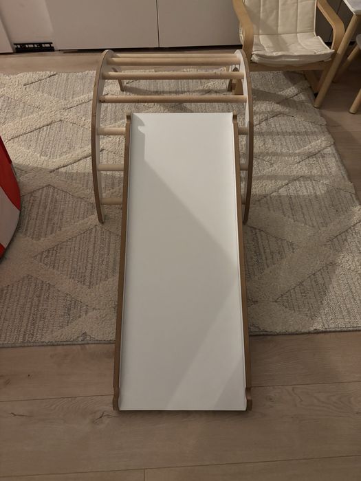 Set 3 in 1 Pikler: balansoar cu perna, rampa, tobogan Montessori