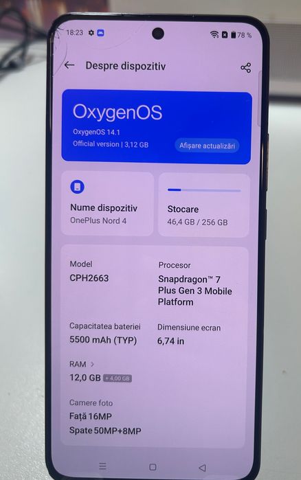 Telefon OnePlus Nord 4 5G, Obsidian Midnight, 256GB, 5500 mAh