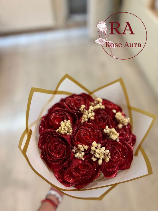 Ръчно изработени букети от сатен и фоам – Rose Aura – вечна красота