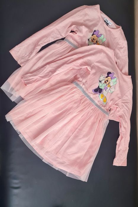 Rochie minnie roz cu tull cu maneca lunga mărimea 122 GEMENE
