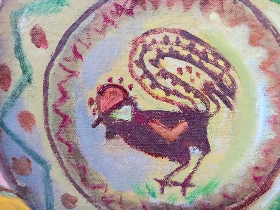 Tablou vechi - natura statica cu mere - semnat Marcel Olinescu