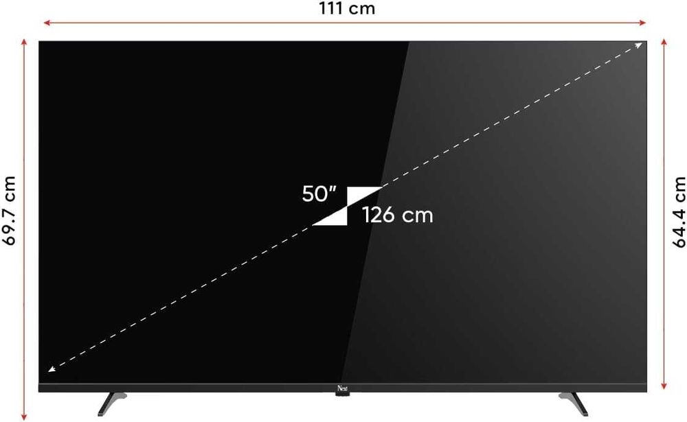 Нов безрамков телевизор NEXT QLED 50" 127 см екран UHD 4K Google TV