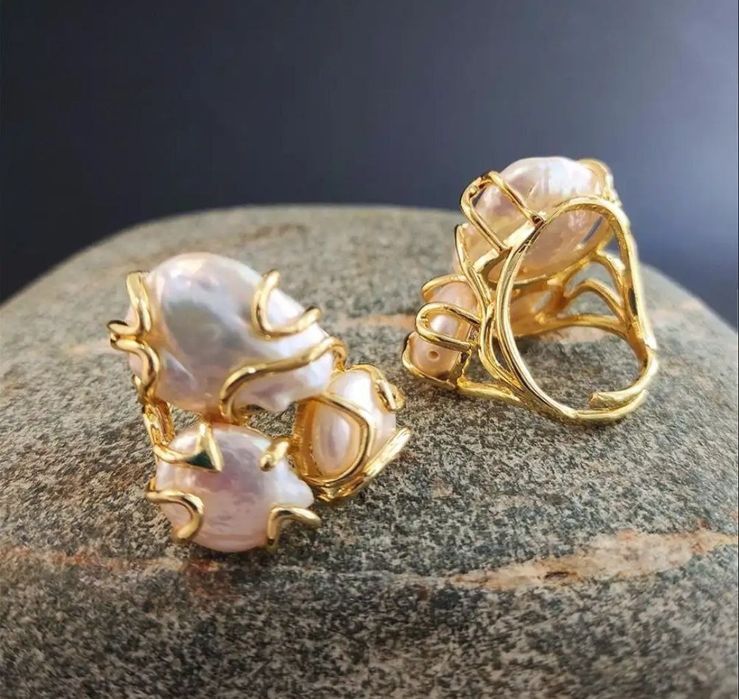 Натуральный жемчуг кольцо