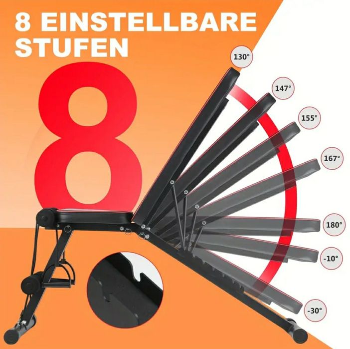 Сгъваема лежанка пейка стойка за тренировка коремни преси с дъмбели