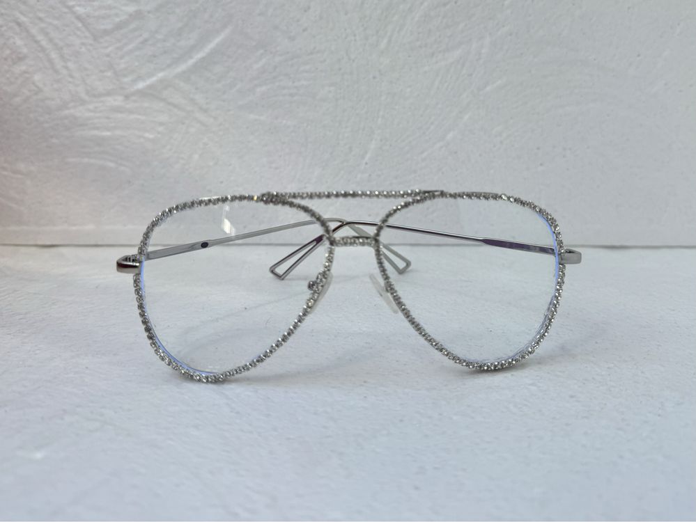 Gucci Прозрачни слънчеви очила авиатор с камъни очила за компютър