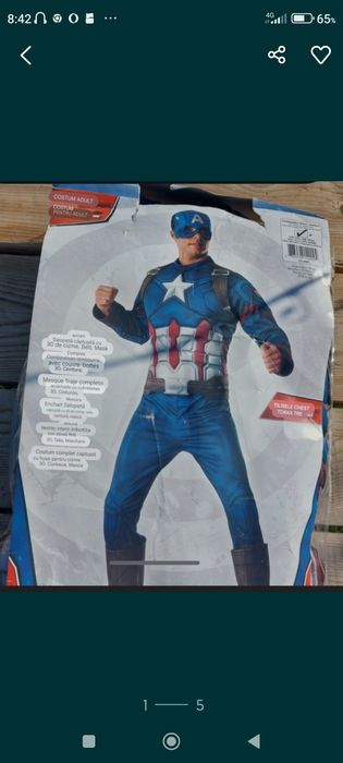 Haine de vară Costum CĂPITAN AMERICA – Mărime M/L – Siluetă căptușită,