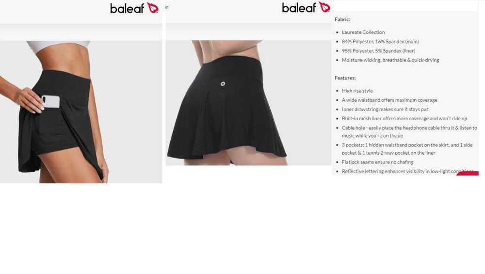 Fusta tennis BALEAF/Laureate Pleated Tennis Skorts