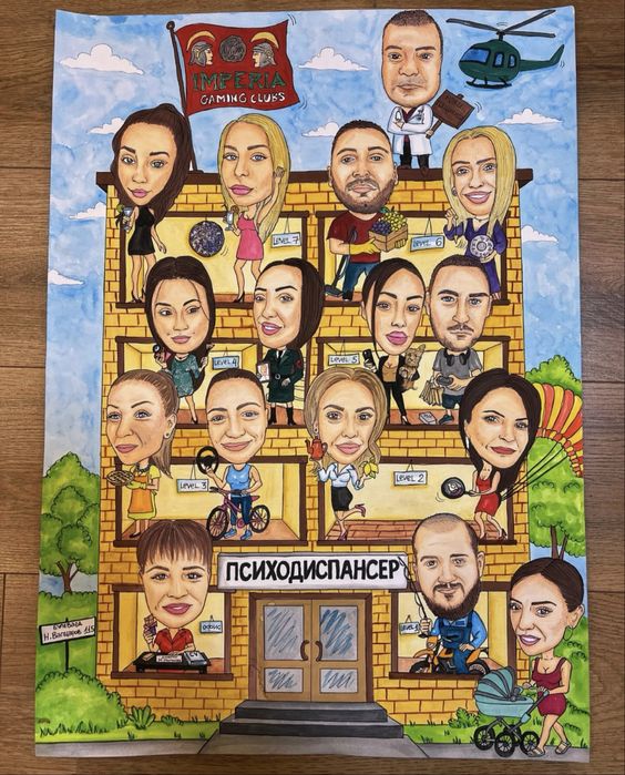 Карикатура по снимка - ръчно рисувана