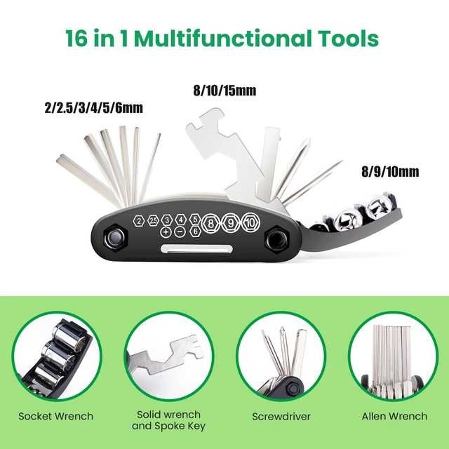 Kit reparatii bicicleta Teyssor 16 in 1 cu pompa si parghii