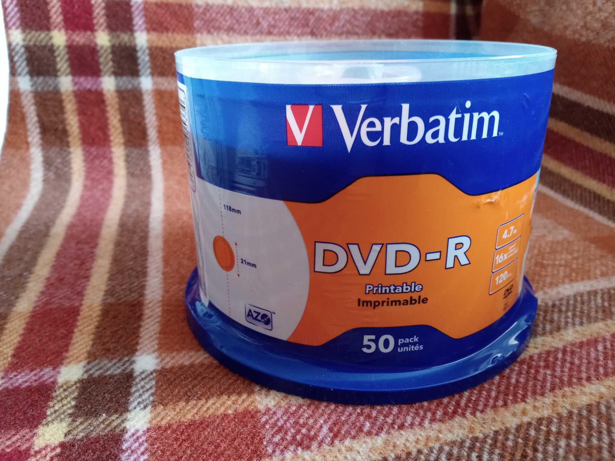 Verbatim DVD-R, 4.7 GB, 16x, AZO покритие, 50 броя в шпиндел