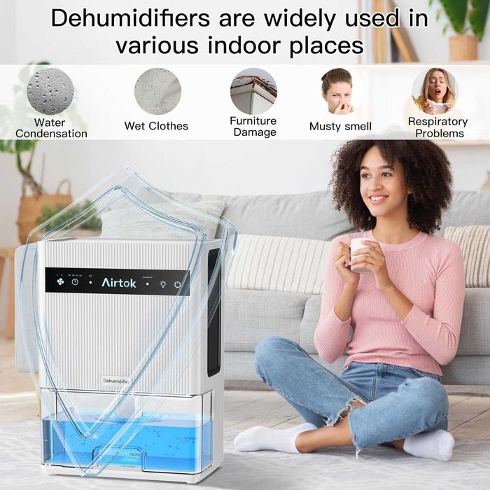 Влагоуловител АIRTOK Обезвлажнител, до 950 кв. фута, 3л. резервоар тих
