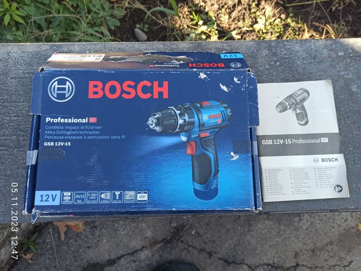 НОВАЯ Дрель (шуроповерт) ударная Bosch GSB 12V-15(без аккумулятора)