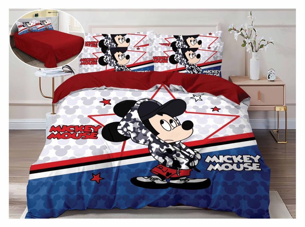 Lenjerie pat Disney Mickey Mouse Bumbac Finet 6 piese