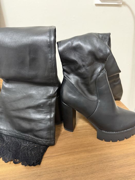 Дамски високи ботуши с висок ток тип чизми