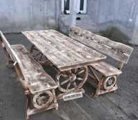 Masa cu bănci  lemn masiv scaune bar terasă foișor