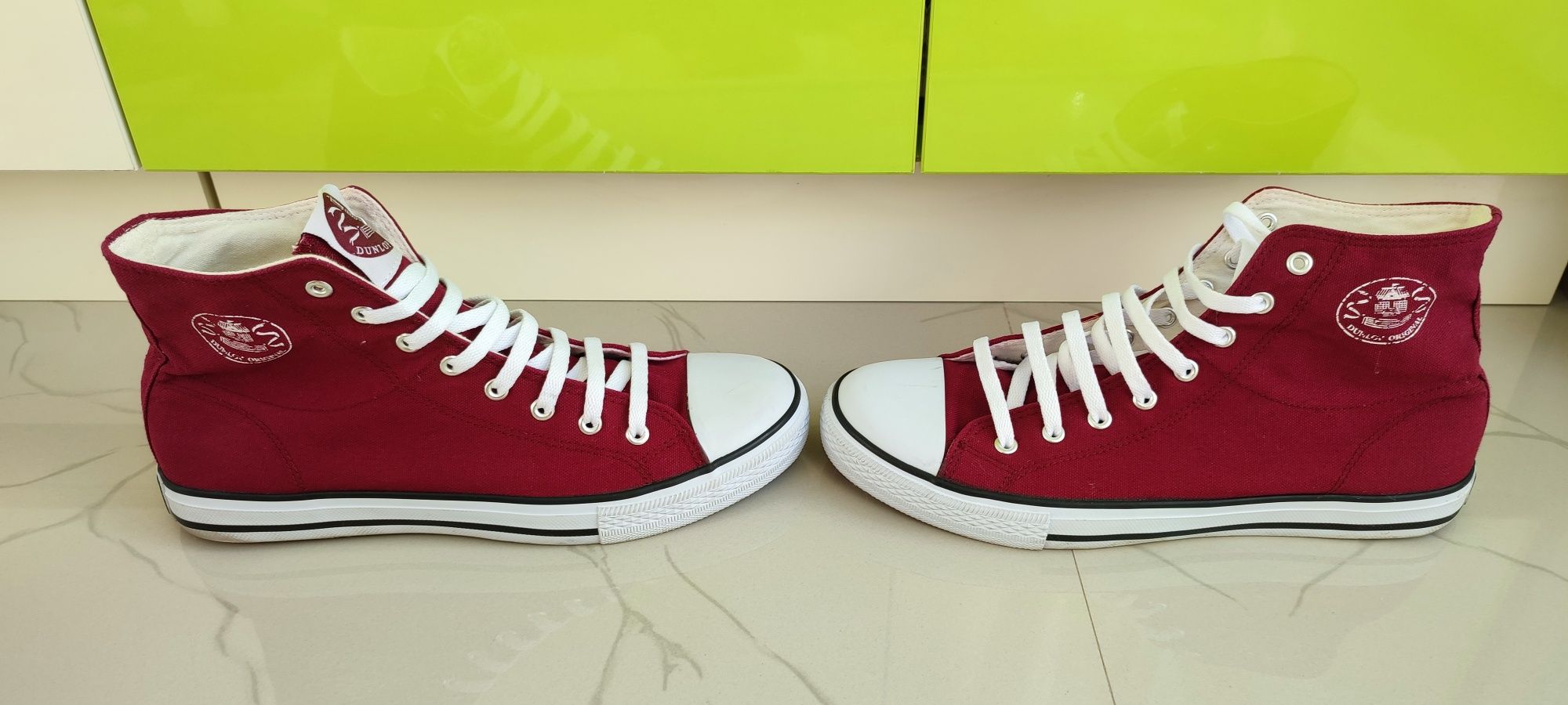 Teniși Trainers Dunlop hi top, tip Converse, Burgundy, 43