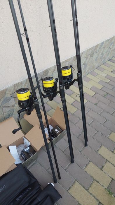 3 lansete shimano tx2, 3.66m/3,5lb, 3 mulinete daiwa 23 emblem 35scw