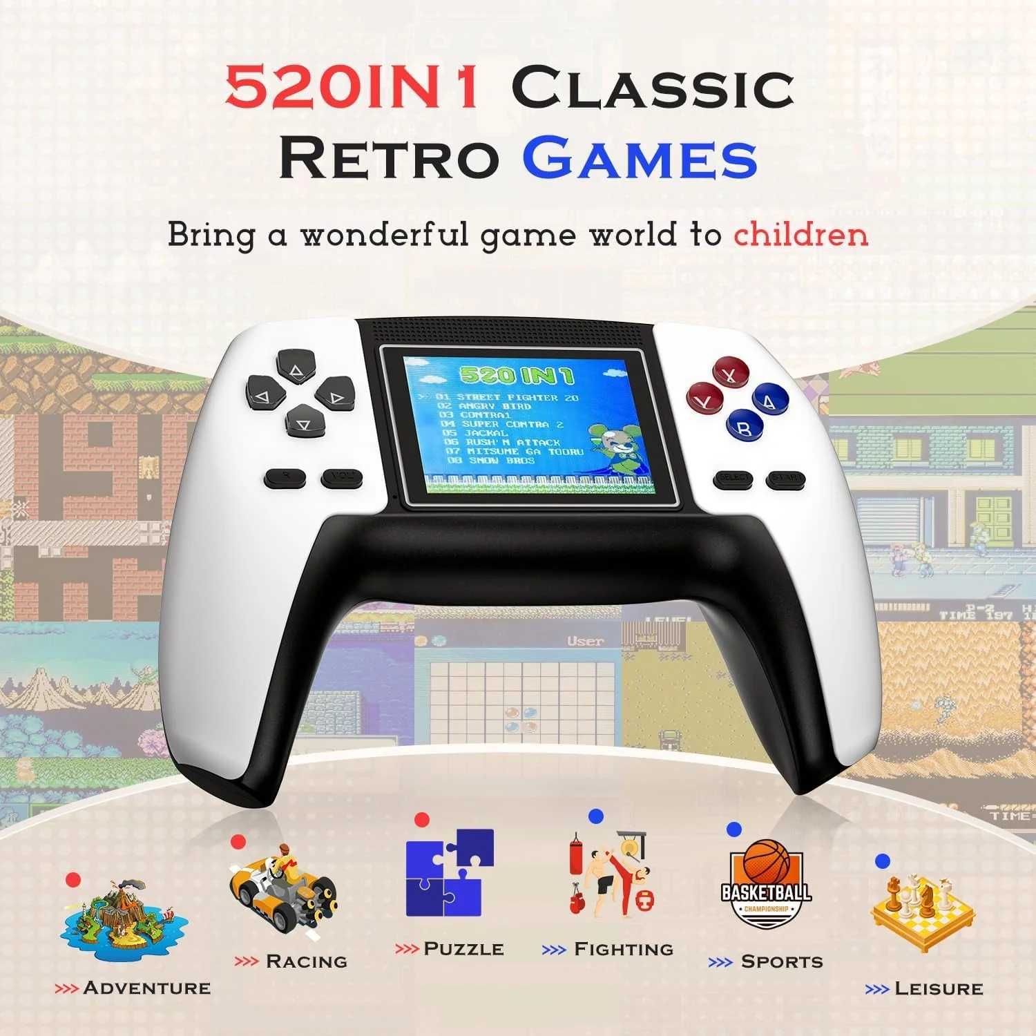 Consola de jocuri video P6, portabila, 520 jocuri retro
