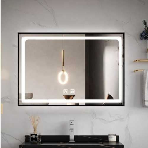 Oglinda LED Touch si Functie Dezaburire Rama Negru Mat LLJ11