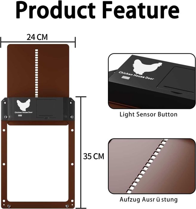 Автоматична врата за кокошарник със светлинен сензор