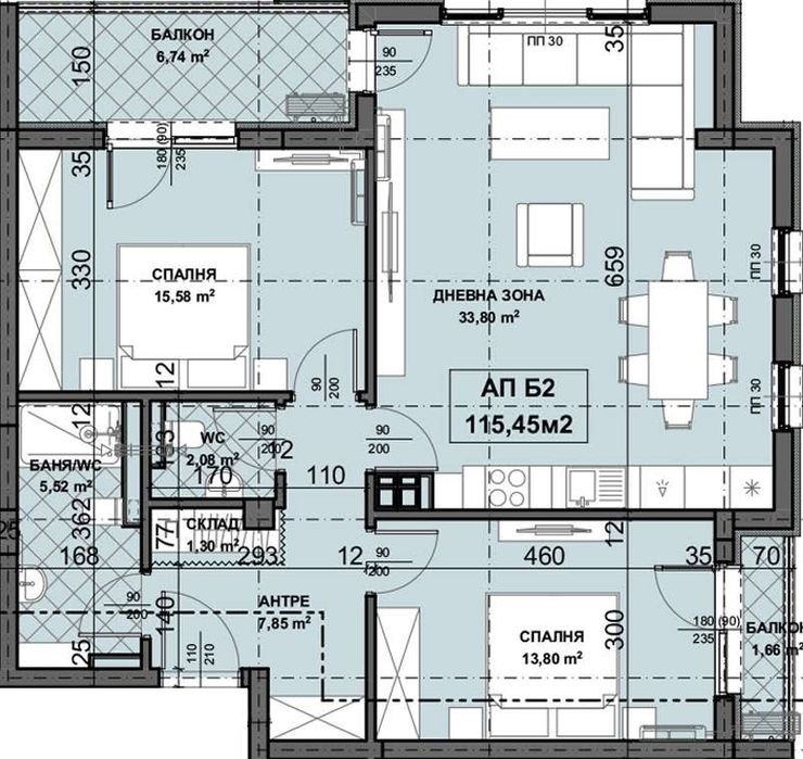 Продава се Тристаен апартамент в Пловдив, Остромила - 115 кв.м за 905 €/кв.м - Снимка #2