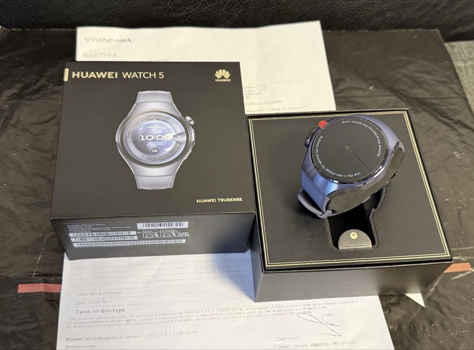ЧИСТО НОВ 46mm Huawei Watch 5 VIVACOM Гаранция 2027 Purple