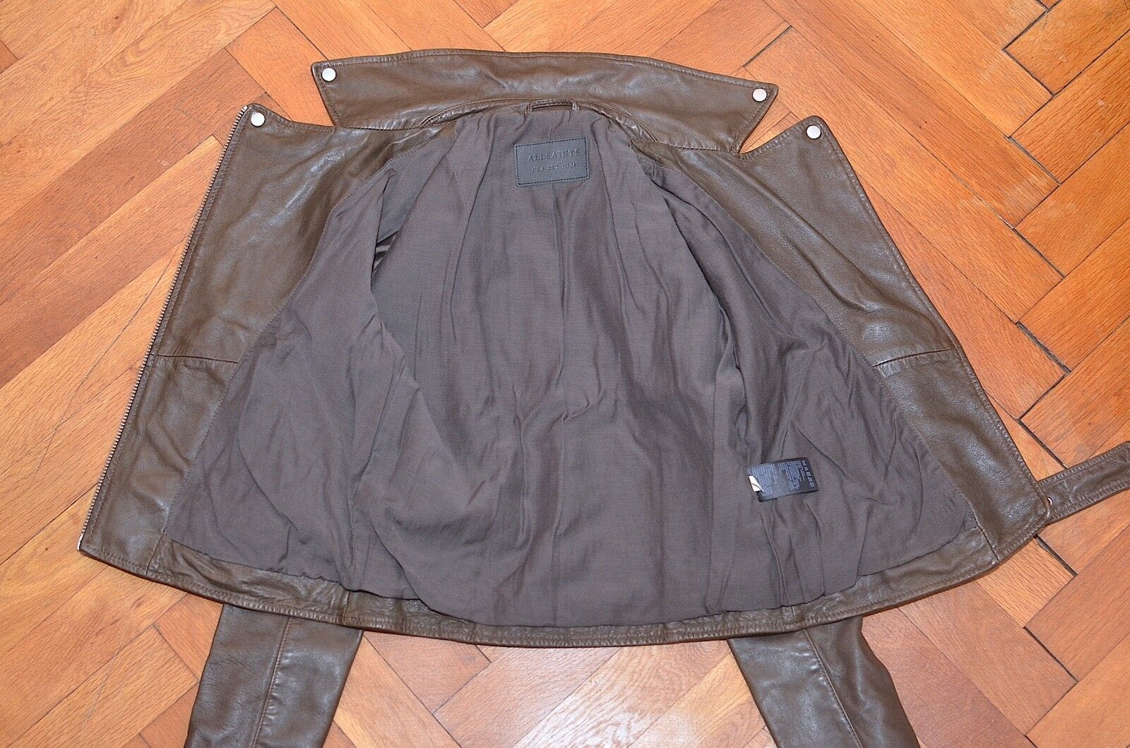 AllSaints Balfern Дамско Кожено яке Естествена Овча Кожа Кафяво Small