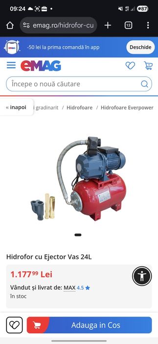 Hidrofor Everpower cu ejector absortie 21m