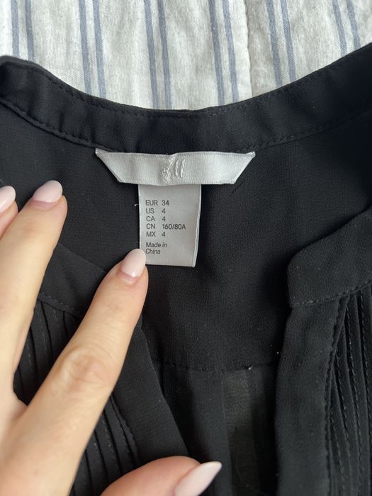 Черна риза с къс ръкав H&M