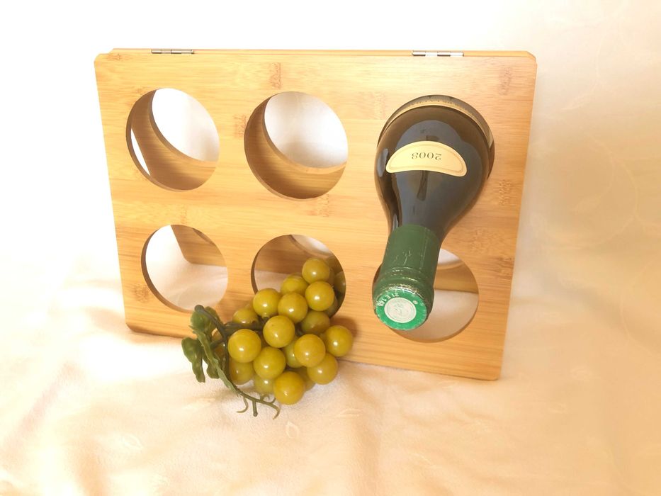 Сгъваема бамбукова стойка за вино/ подарък изкуствен декоративен грозд