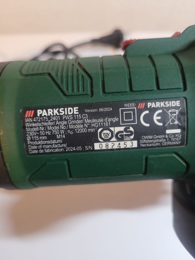 Ъглошлайф Parkside PWS 115 C3
