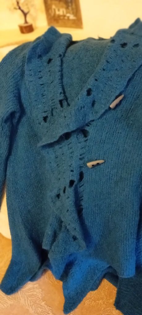 Cardigan turcoaz, dama, mărimea M, lână