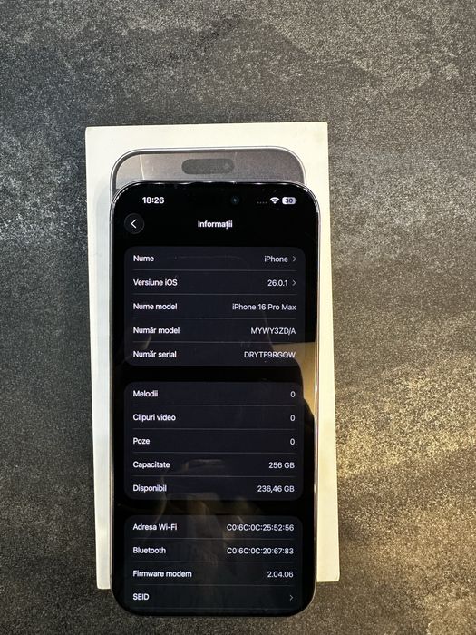 IPhone 16 pro max natural titanium impecabil