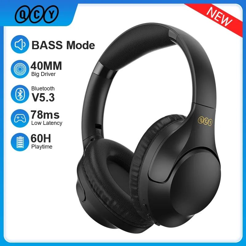 Безжични ENC слушалки QCY H-2, Bluetooth 5.3, 60h. Play, Bass и EQ APP