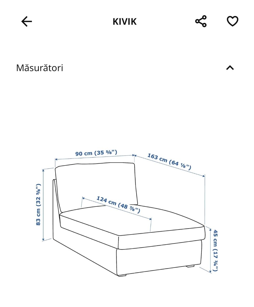 Canapea sezlong Ikea Kivik