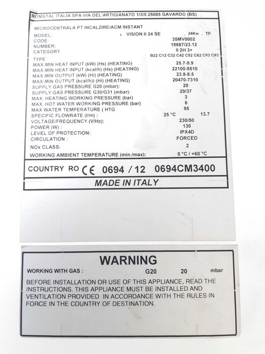 Piese de schimb centrala ROMSTAL VISION II 24 SE.
