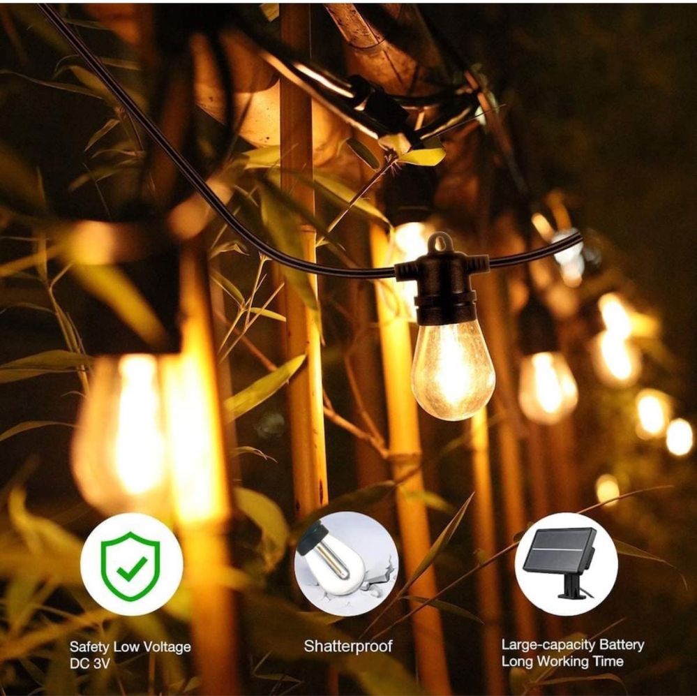 Ghirlandă solară decorativa 5 metri - 10 becuri led - interconectabilă