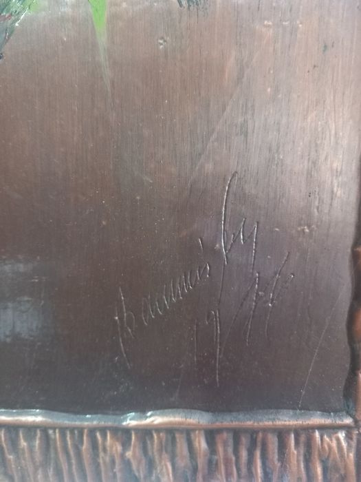 Tablou metaloplasie, pictatura  pe foaie de cupru