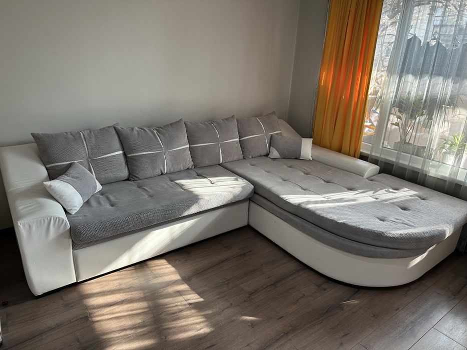 Ъглов диван Xora “Уелнес” - разтегателен + ракла / 294х222х90 см