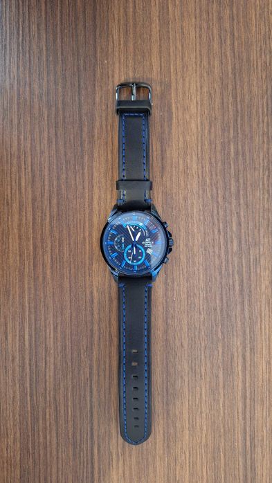 Мъжки Часовник Casio Edifice EFV 540D Кожена каишка Тъмносин