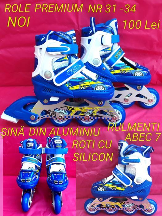 ROLE PREMIUM SKATES Nr 31-34, 35-38 sina Aluminiu, Roti Silicon NOI