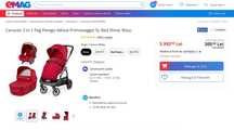 Carucior 3 in 1 Peg Perego Veloce Primoviaggio SL Red Shine, Rosu