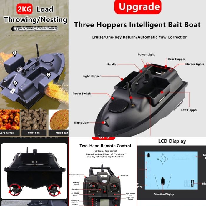 Barcuta GPS vaporaș navomodel plantat nadit pescuit 2 motoare 3 cuve!