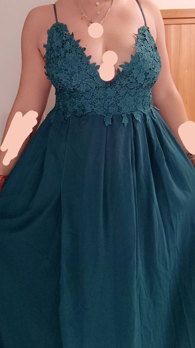 Рокля петролен цвят