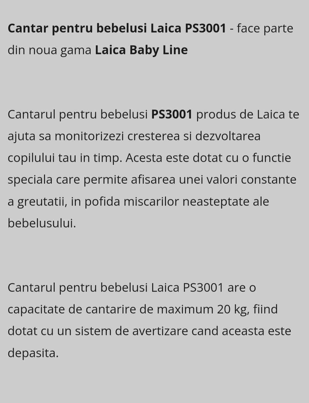 Cantar Laica PS3001 pentru bebelusi